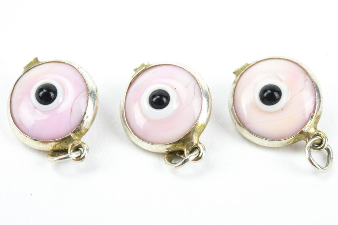 Three Sterling Silver & Art Glass Evil Eye Charms (1 of 6)
