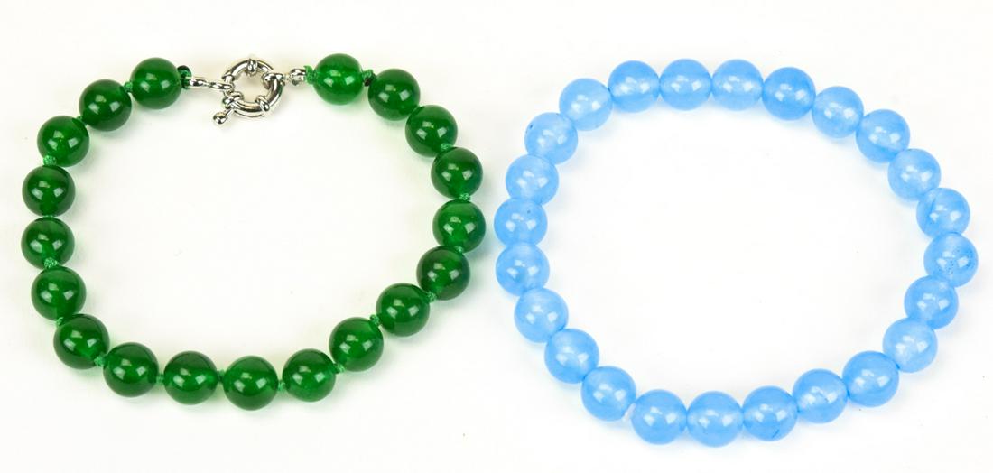 Green Nephrite Jade & Lavender Jade Bead Bracelets (1 of 6)
