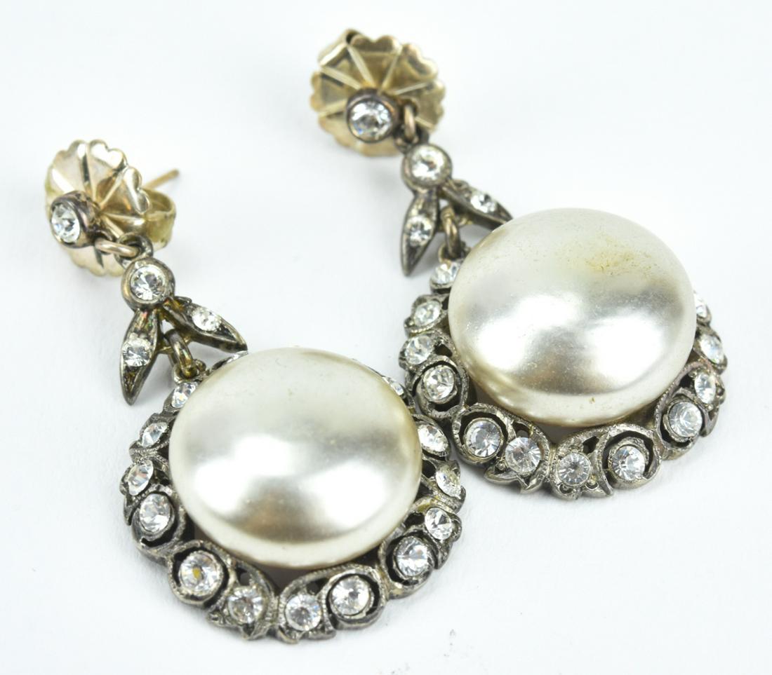 Antique Edwardian Era Sterling & Paste Earrings (1 of 7)