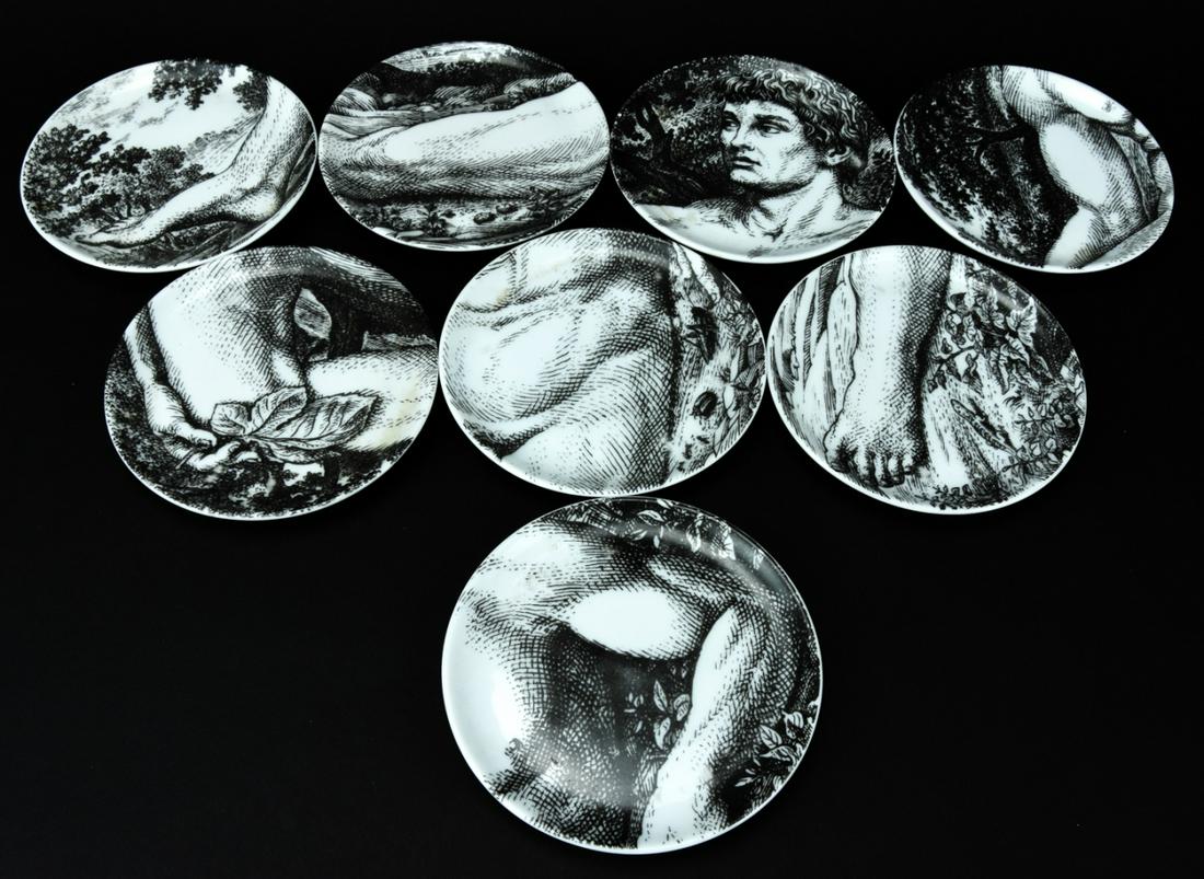 Piero Fornasetti Eight 'Adam' Porcelain Coasters (1 of 8)