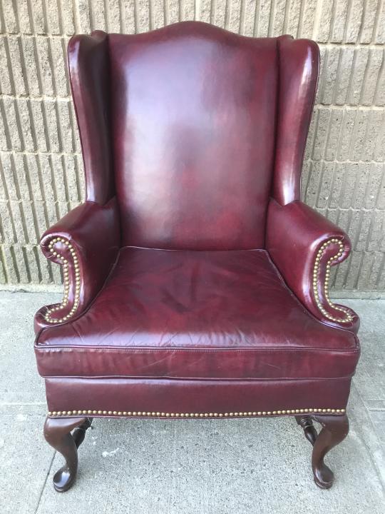 Hickory Chair Queen Anne Wing Back Leather Chair (1 of 9)