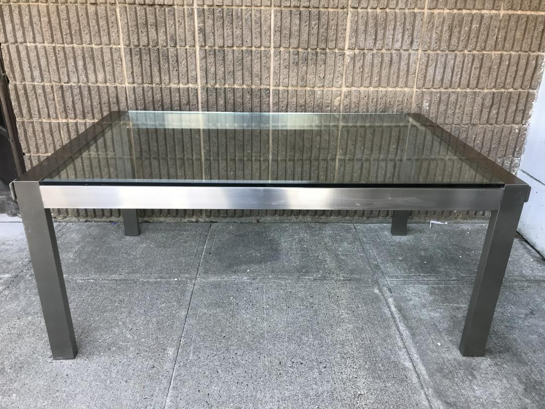 Contemporary Aluminum & Glass Top Dining Table (1 of 8)