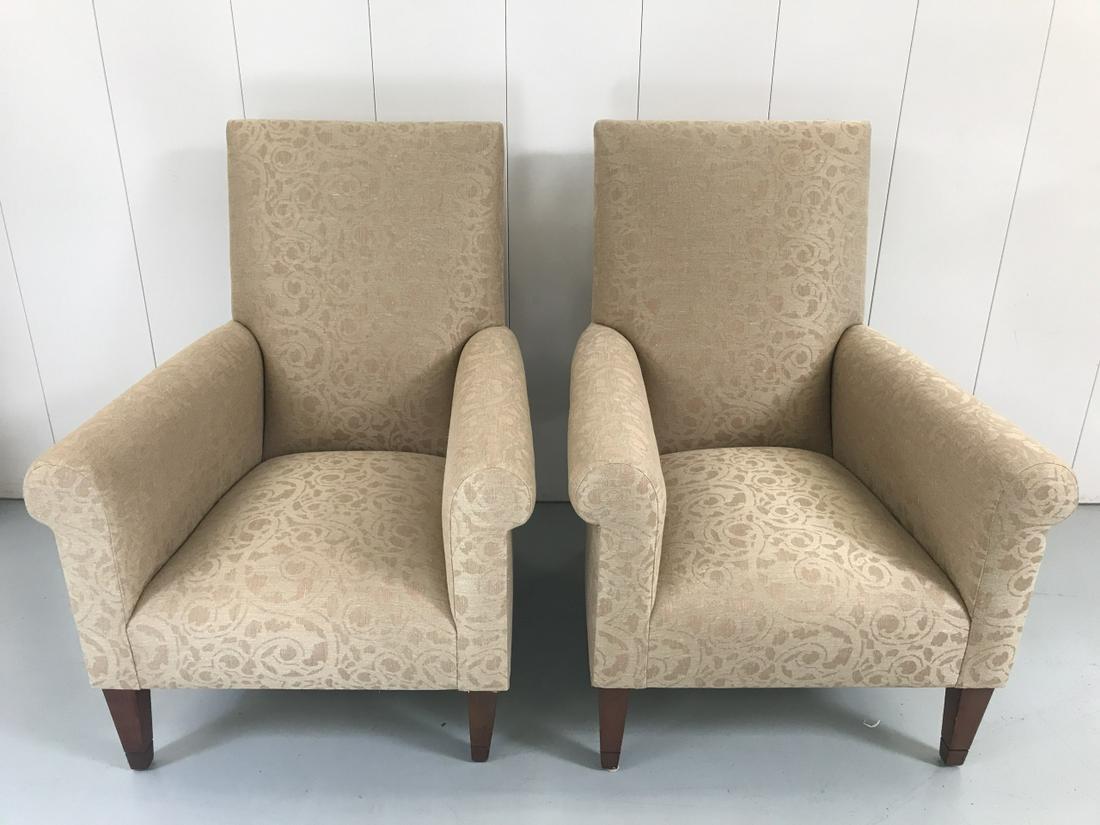Pair Contemporary Upholstered High Back Armchairs (1 of 10)