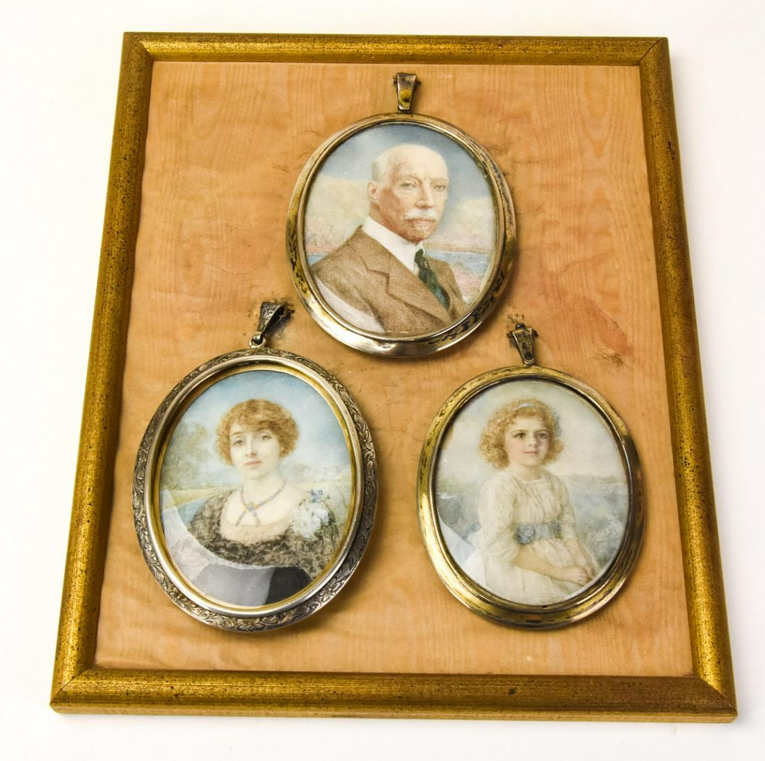 Set 3 Antique Charles Turrell Miniature Portraits (1 of 7)