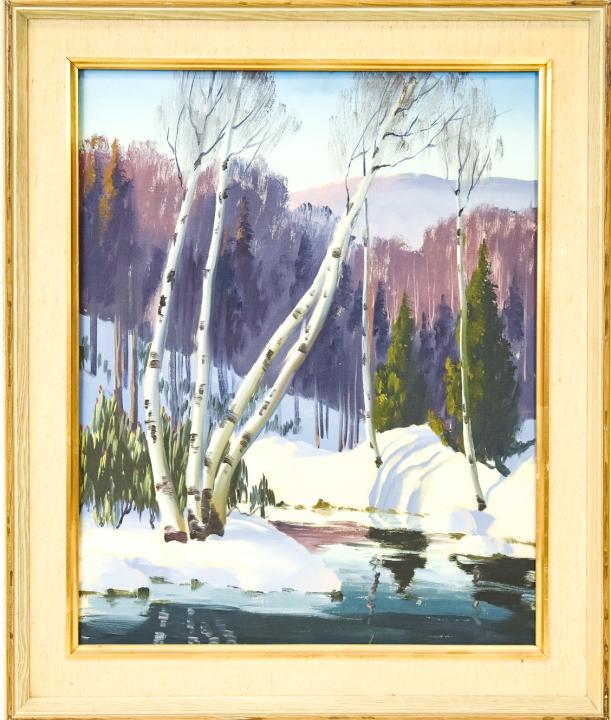 Framed Edna Palmer Winter Landscape Oil Painting (1 of 9)