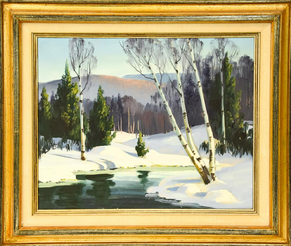 Framed Edna Palmer Winter Landscape Oil Painting (1 of 8)