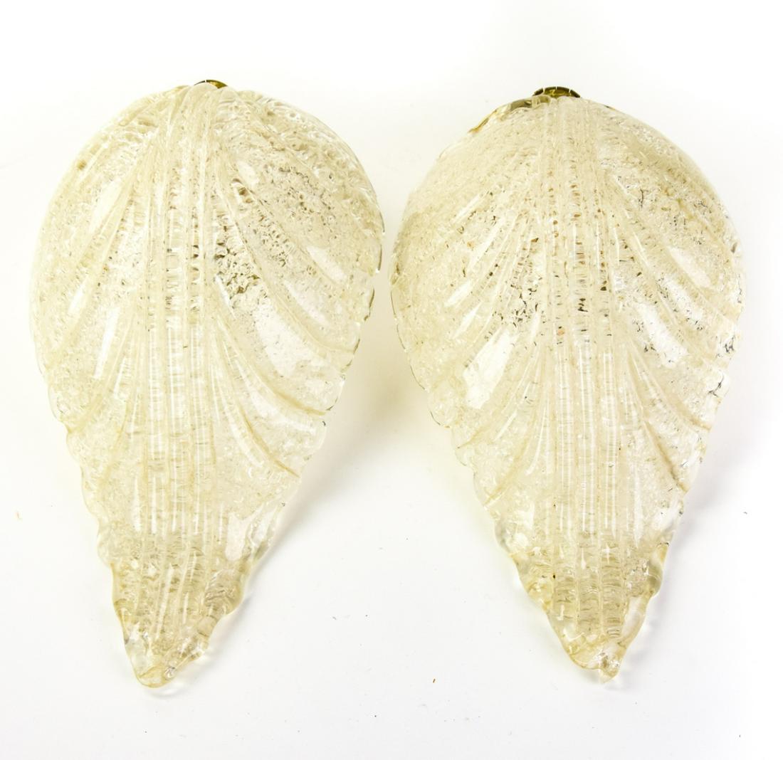 Pair Mid C Murano / Art Glass Leaf Form Sconces (1 of 7)