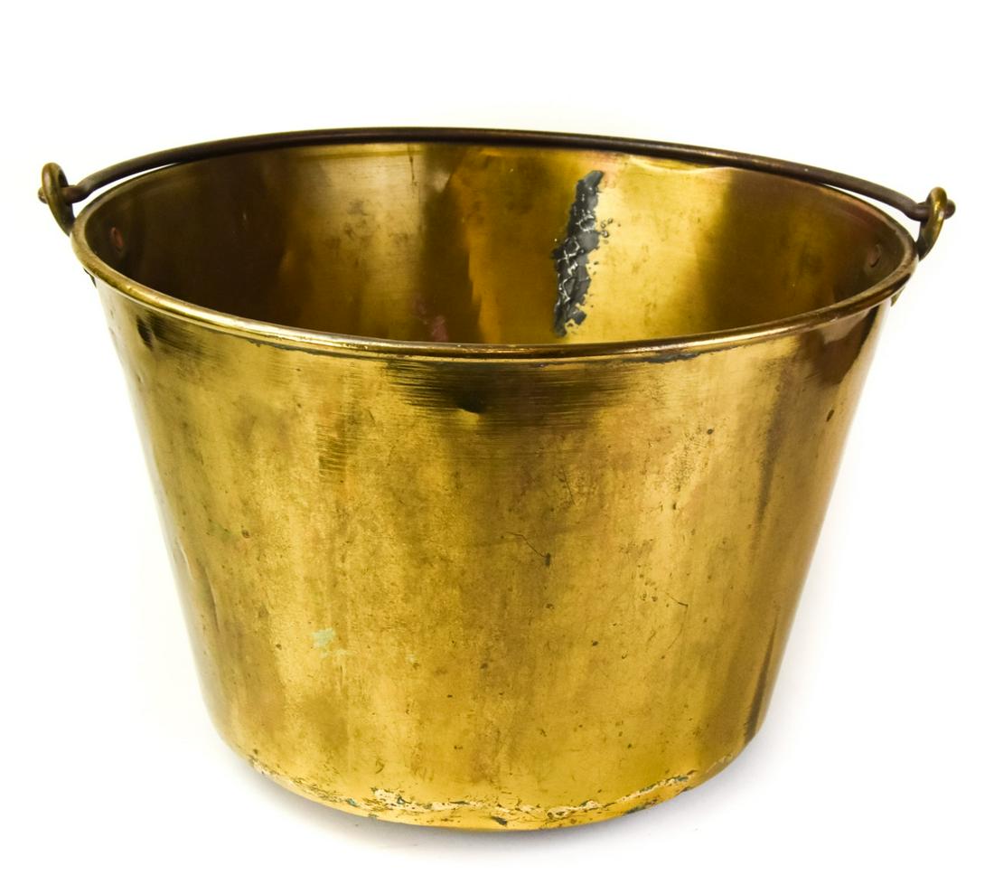 Antique American Brass Kettle Manufacturer Bucket (1 of 8)