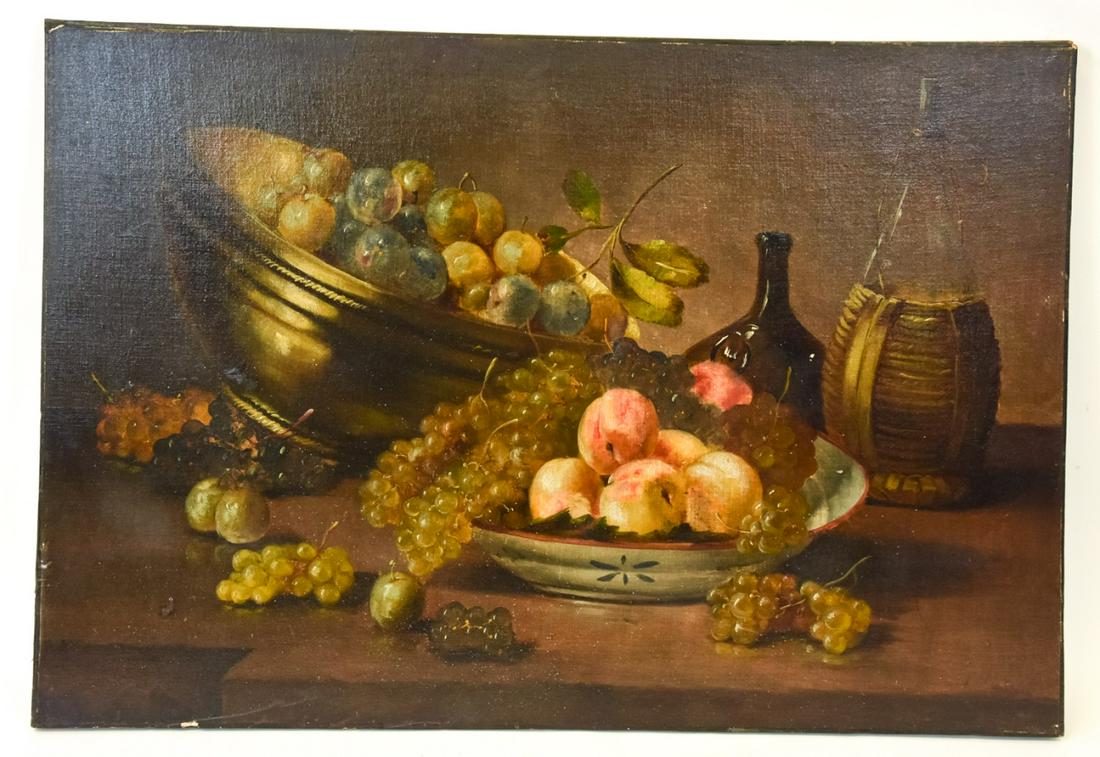 Antique 19th C Fruit Still Life Oil Painting (1 of 9)