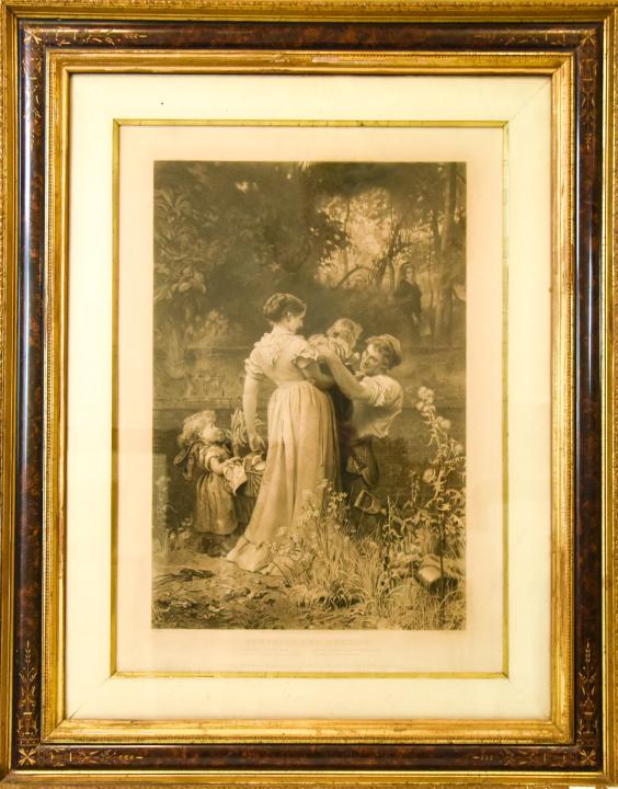 Antique Framed English "Sunshine & Shadow" Print (1 of 9)