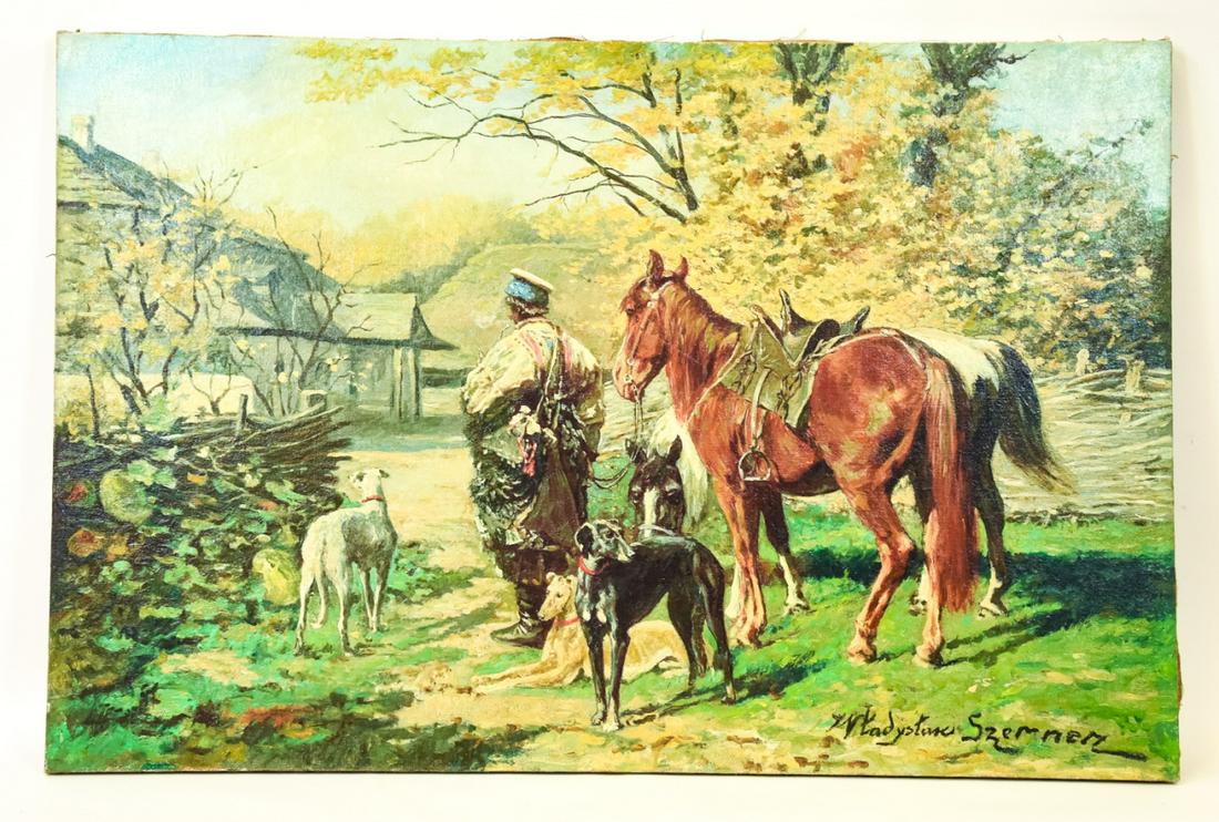 Wladyslaw Szerner Genre Hunt Scene Oil Painting (1 of 10)