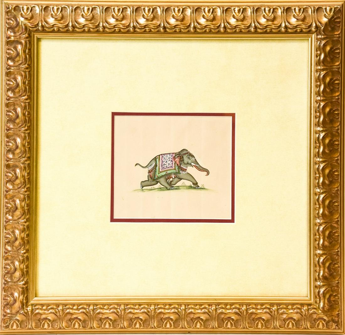 Framed Persian Miniature Adorned Elephant Painting (1 of 6)