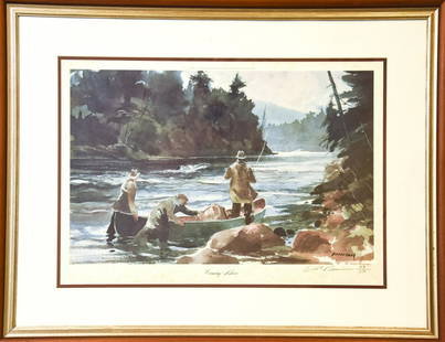 Framed Chet Reneson "Coming Ashore" Lithograph: Framed Chet Reneson "Coming Ashore" Lithograph. Signed & numbered in bottom right corner "Chet Reneson" American artist (b.1934), 73/300. Measures 19.5 inches high x 26.25 inches wide, framed measures