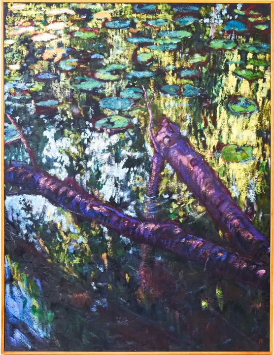 Mark Milowsky Abstract Water Lily Oil Painting (1 of 8)