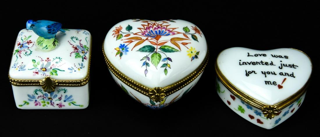 3 Limoges Hand Painted Porcelain Trinket Boxes (1 of 7)