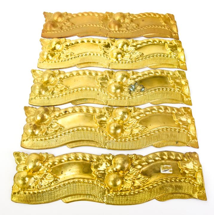 5 Victorian Style Repousse Gilt Metal Plaques (1 of 8)