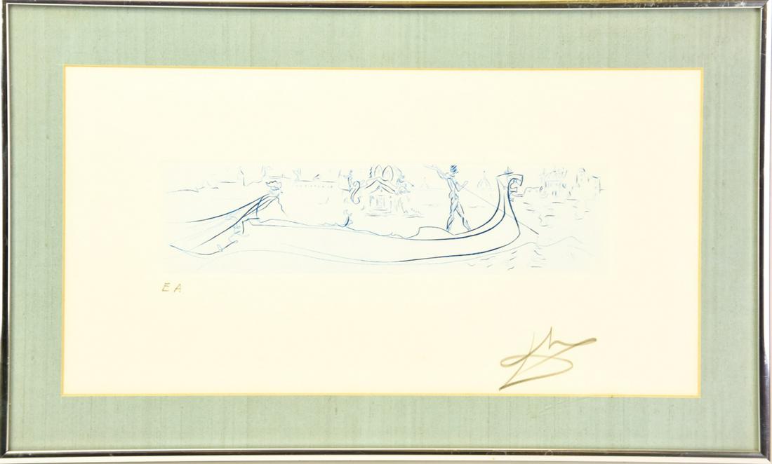 Framed Dali Signed "Visions of Venice" Etching (1 of 8)