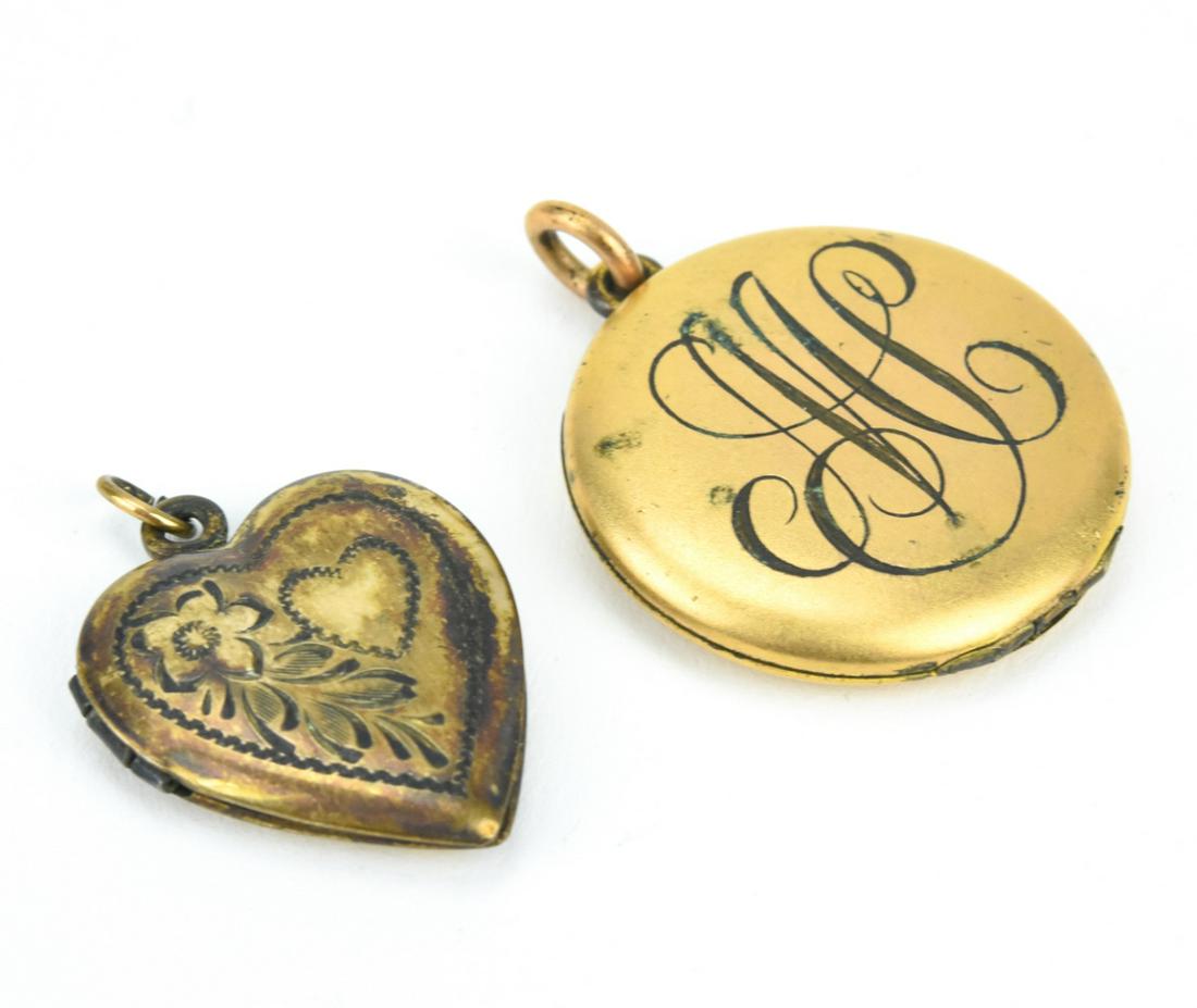 2 Antique Gold Filled Locket Pendants (1 of 6)