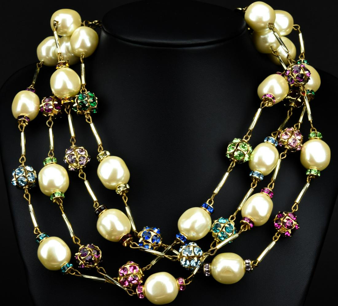 Vintage Costume Pearl and Paste 4 Strand Choker. (1 of 6)