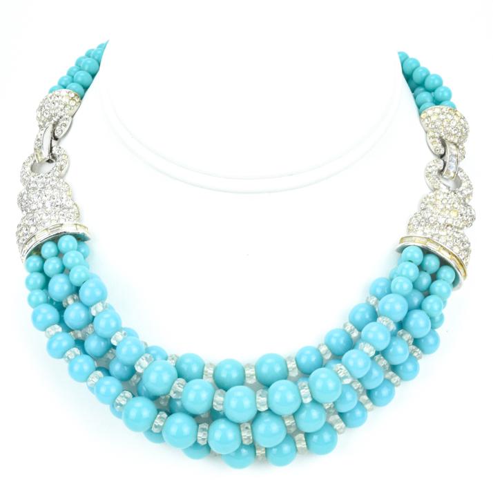 Vintage Boucher Turquoise Glass Necklace (1 of 6)