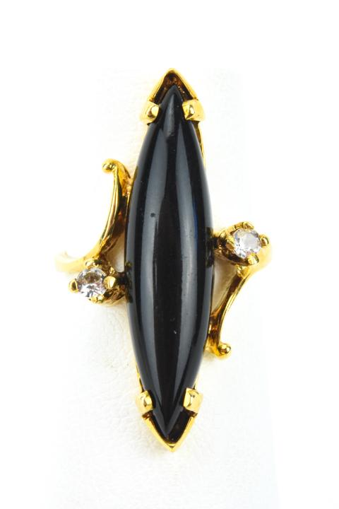 Estate 18 KT Gold Onyx & Diamond Ring (1 of 6)