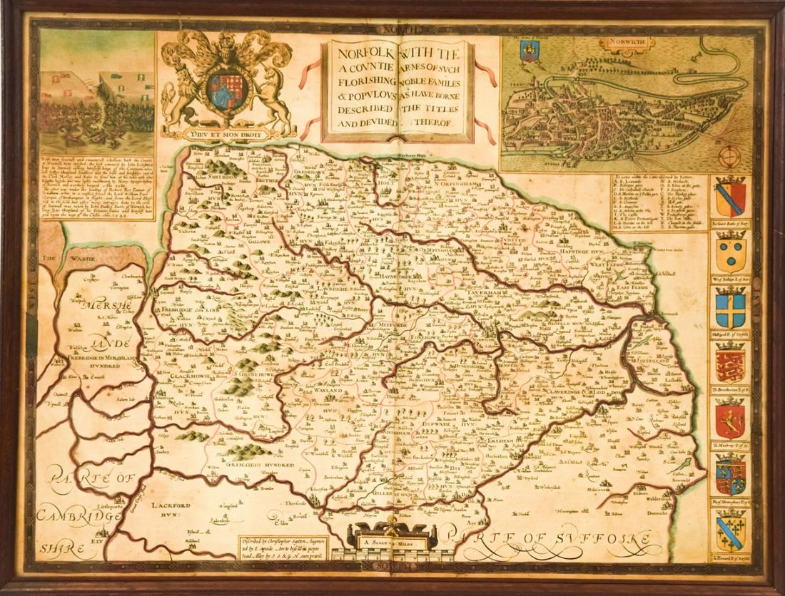 Antique 17th C. Norfolk England Map Engraving (1 of 9)