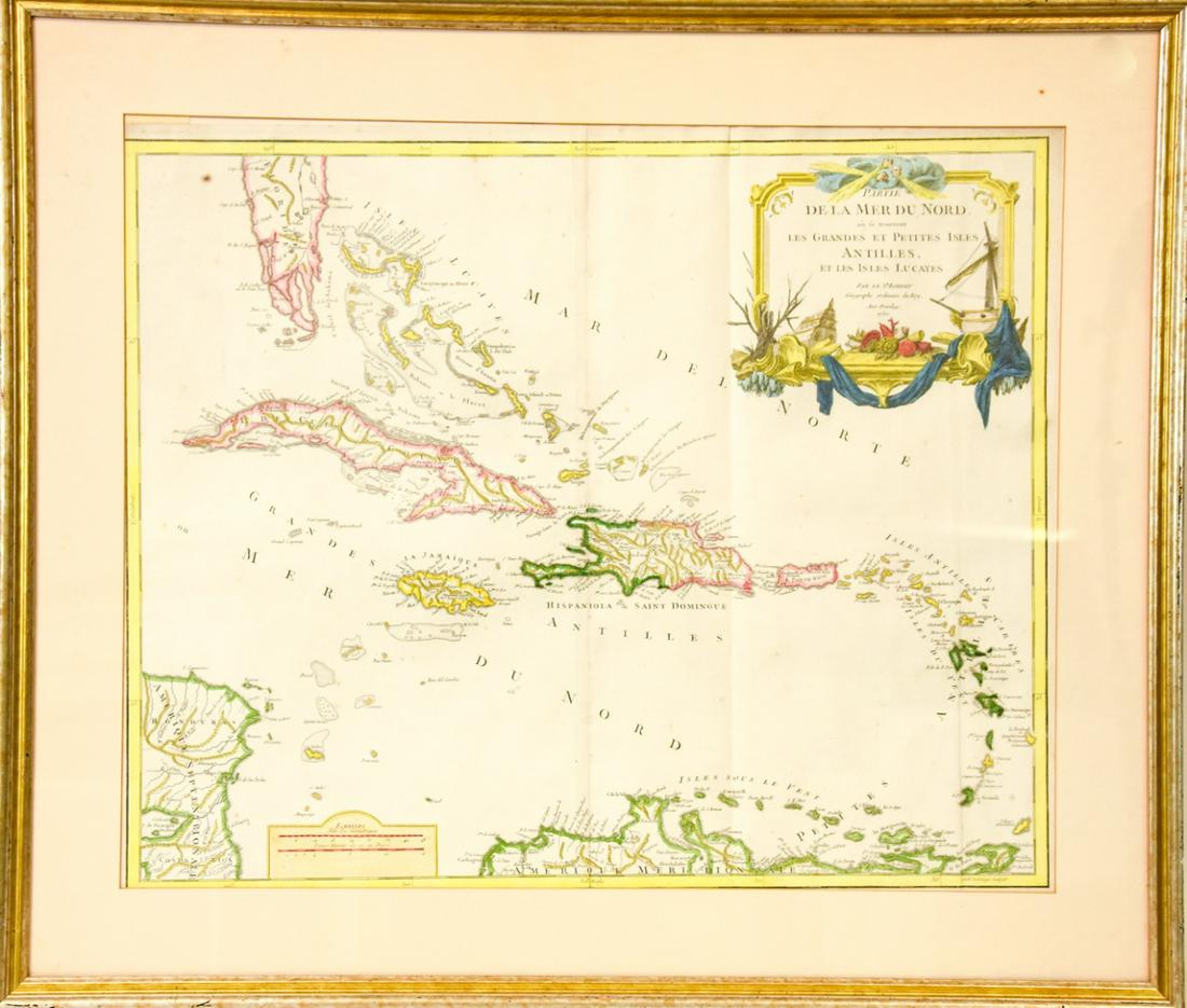 Antique 18th C Hand Colored Engraving Map Antilles (1 of 7)