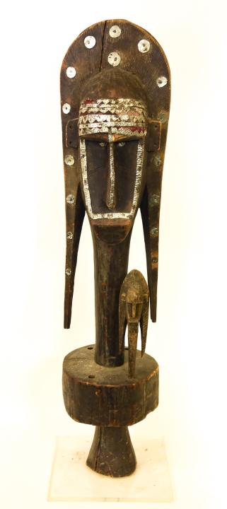 African Carved Double Sided Tribal Face Statue (1 of 8)