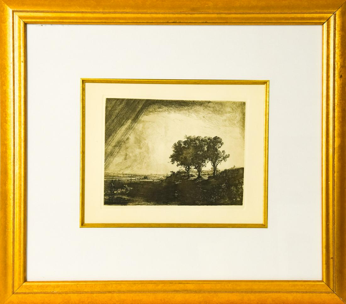 Antique Framed Rembrandt The Three Trees Etching (1 of 8)