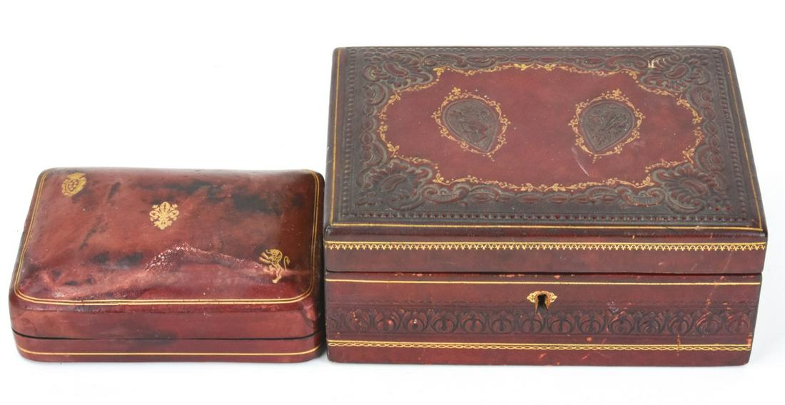 2 Antique Italian Leather Jewelry Boxes (1 of 9)