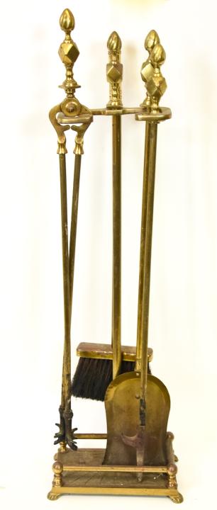 Art Deco Style Brass Fireplace Tool Set (1 of 7)