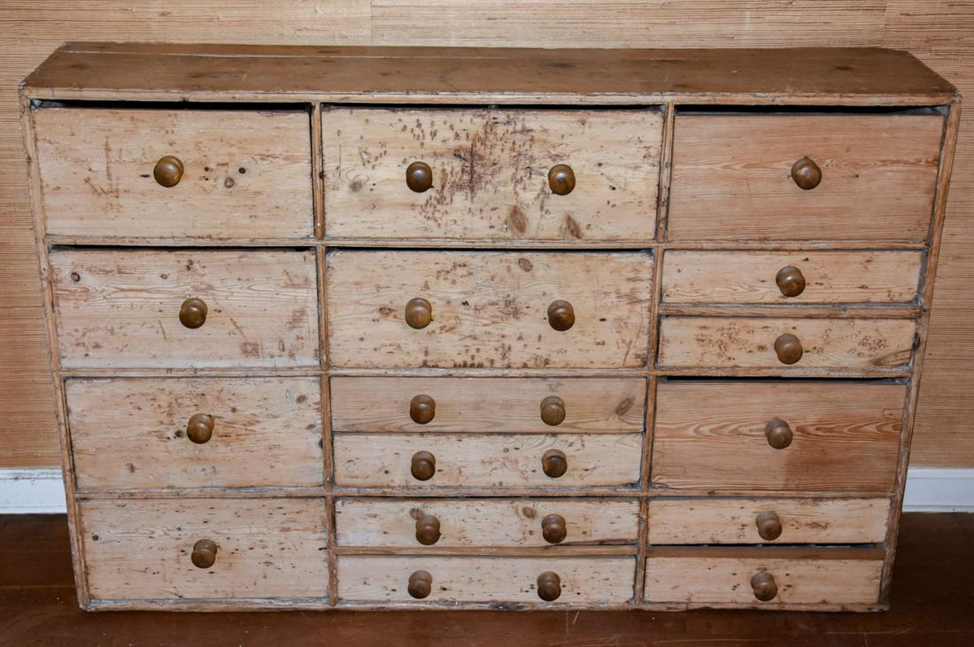 Antique 19th C Pine Wood Apothecary Chest Cabinet (1 of 6)