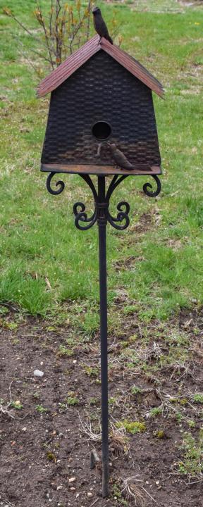 Vintage Wrought Iron & Metal Bird House on Stand (1 of 6)