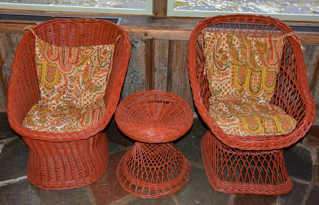 Pair of Vintage Rattan Bucket Chairs & End Table (1 of 6)