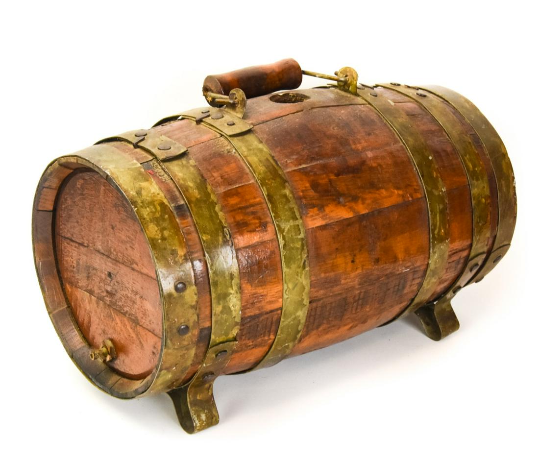 Antique Brass Accent Whiskey Barrel w Handle (1 of 6)