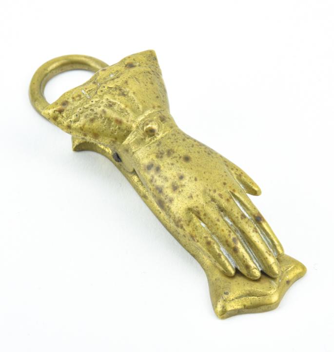 Antique Brass Figural Hand Paper Clip w Ring (1 of 7)