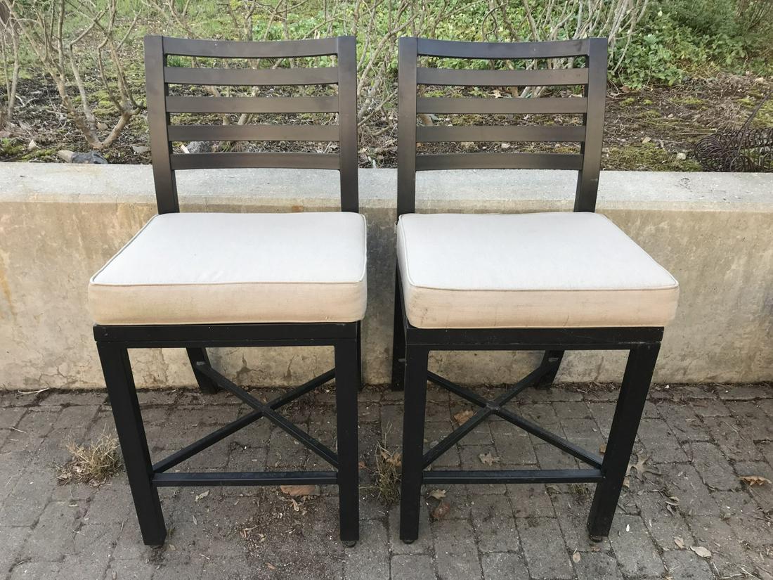 Pair Mid C Modern Ladder Back Patio Bar Stools (1 of 6)