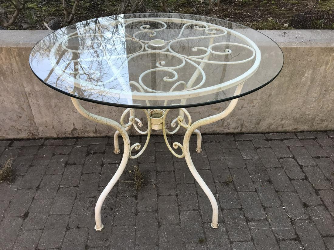 French Style Wrought Iron Round Glass Top Table (1 of 4)
