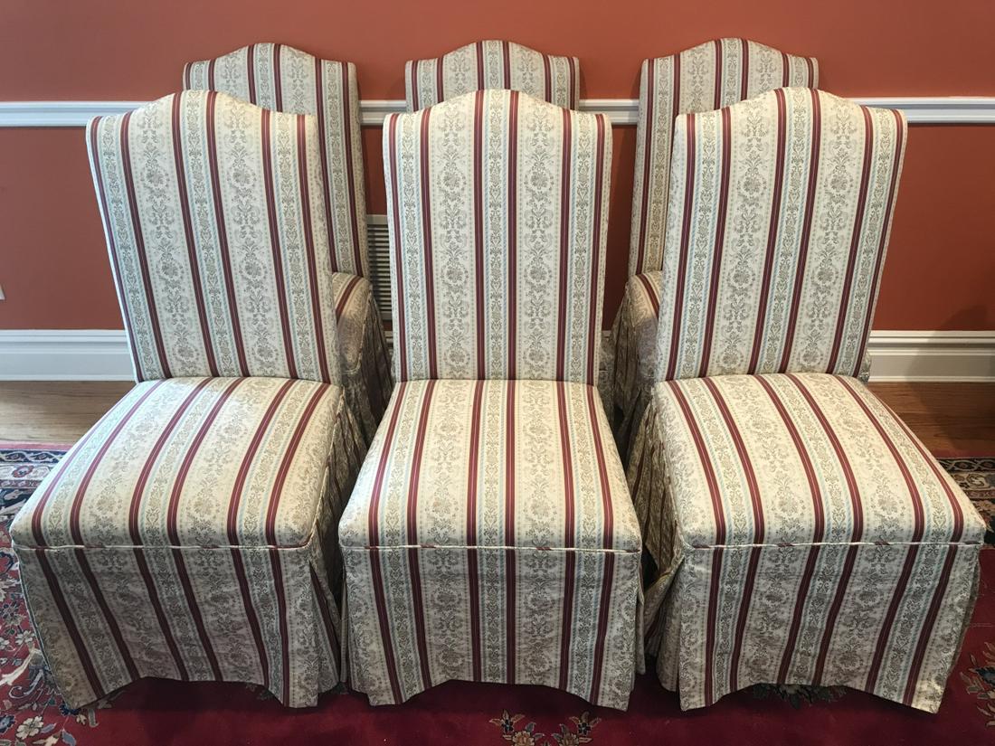 Set 6 Tapestry Brocade Upholstered Parsons Chairs (1 of 8)