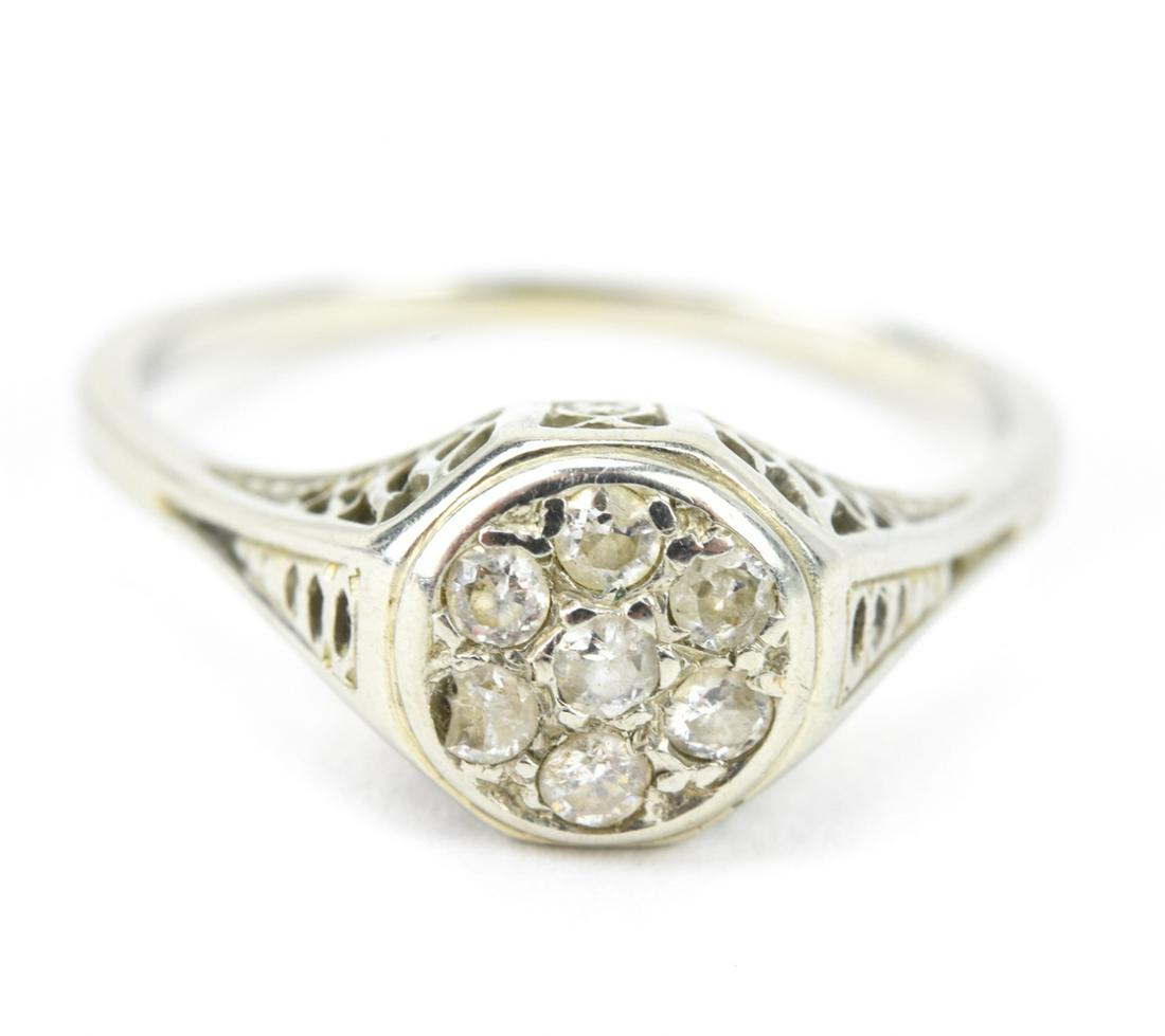 Antique 18kt White Gold & Pave Diamond Ring (1 of 5)