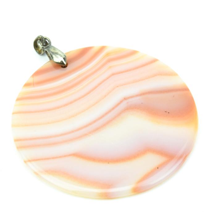 Large Sterling & Banded Agate Necklace Pendant (1 of 5)