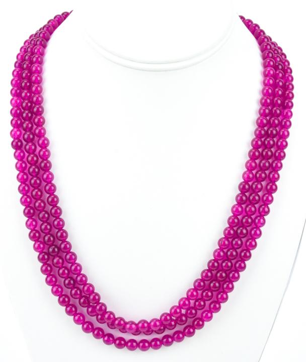 400 Carat Ruby Bead Triple Strand Necklace (1 of 7)