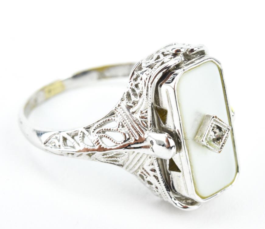 Edwardian Style Sterling Silver Revolving Top Ring (1 of 8)