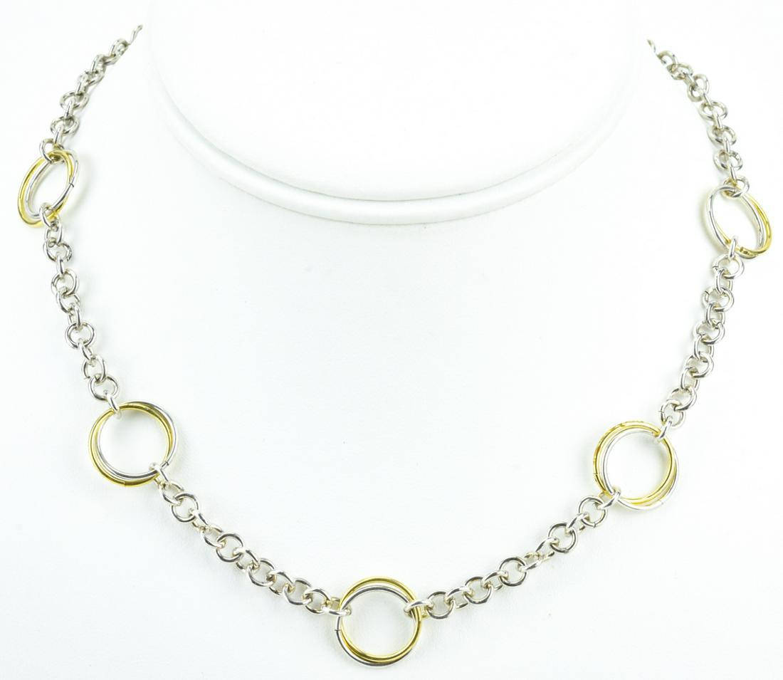 Sterling Silver Rolo Chain Necklace w Gold Accents (1 of 6)