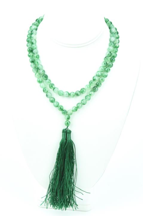 Green & White Jade Necklace Strand W Tassel (1 of 6)