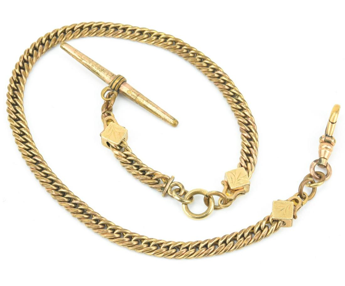 Antique 19th C Curb Link Chain w Dog Clip & Bar (1 of 7)