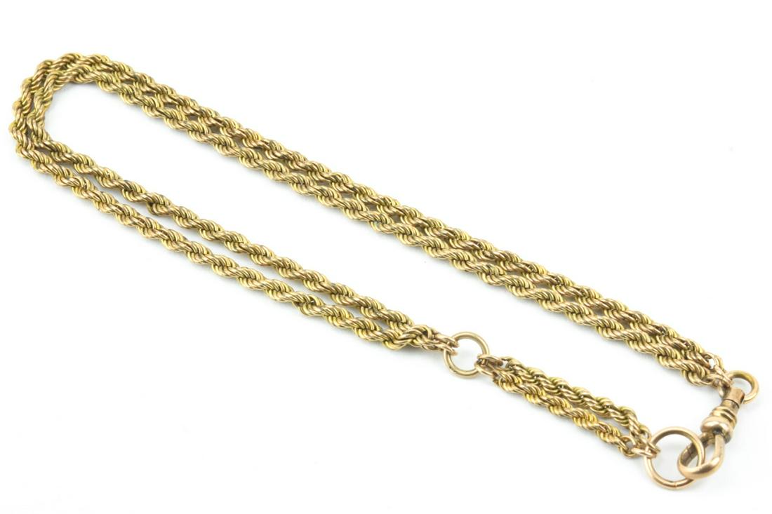 Antique 19th C Double Rope Chain w Dog Clip (1 of 8)
