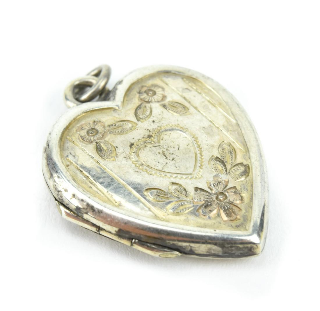 Estate Edwardian Style Heart Shape Sterling Locket (1 of 6)