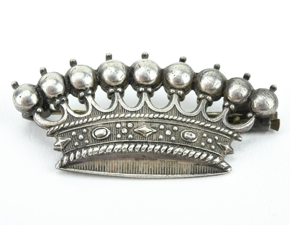 Estate Sterling Silver Crown Form Brooch Pin (1 of 5)