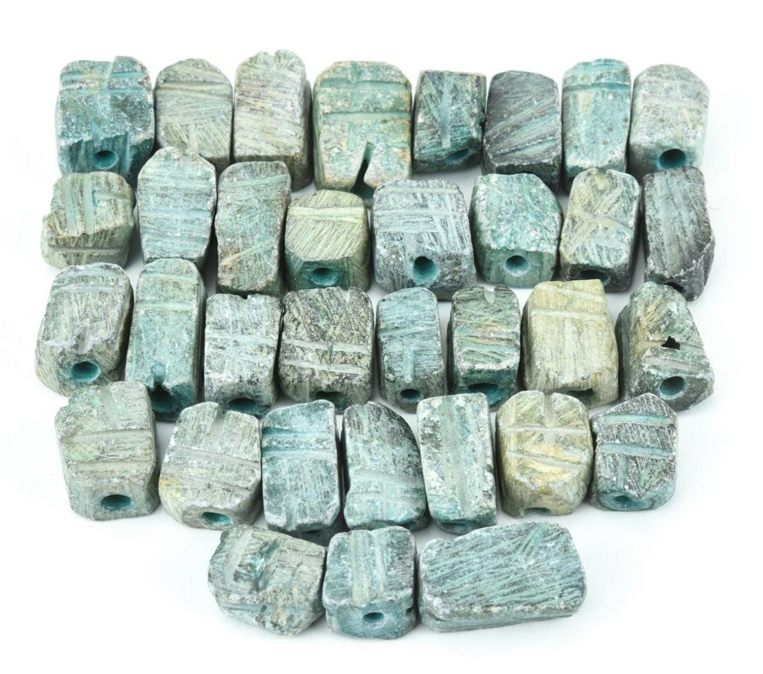 Antique Egyptian Revival Faience Scarab Beads (1 of 8)
